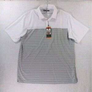 Pebble Beach Polo Shirt Men's Size XXL Gray White Striped New *